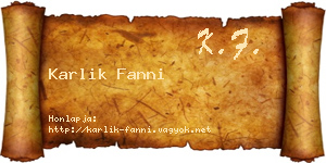 Karlik Fanni névjegykártya